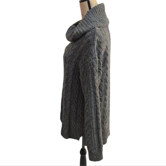 LRL Ralph Lauren Grey‎ Cowl Neck Cable Knit Classic Sweater Size Large New! - Picture 3 of 7